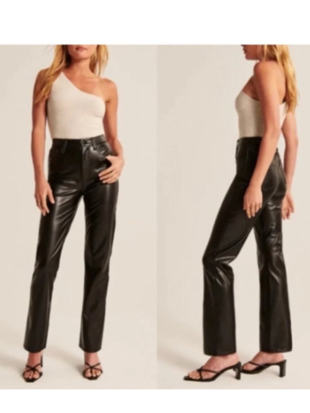 Abercrombie & Fitch The 90's Straight Ultra High Rise Black Faux Leather Pant 6L